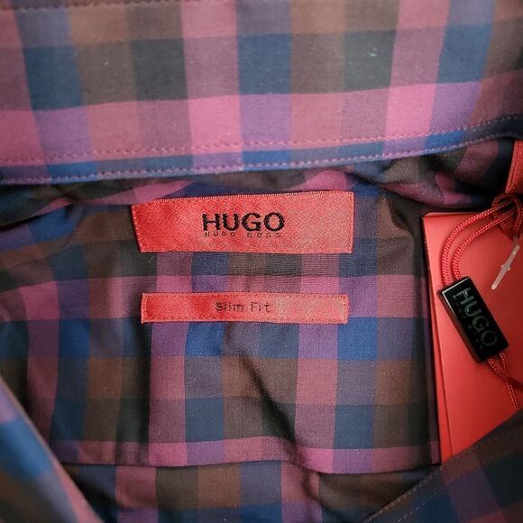 Hugo C-Jenno Check Shirt-RED-EU 39/US 15.5 - Picture 4 of 7